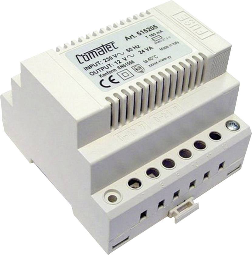 Comatec TRAFO 24VA 12V DIN-skena nätaggregat 12 V/AC 2 A 24 VA Innehåll 1 st-0