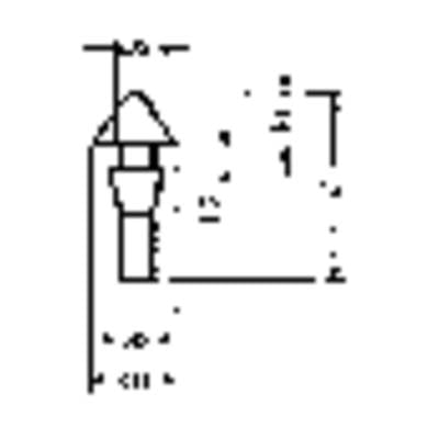 Teknisk ritning av en komponent med dimensioner, visar en cylindrisk axel med koniskt huvud. Mått anges i millimeter.