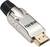 En silverfärgad HDMI-kontakt med svart handtag och guldspets där det står 'HDMI'.