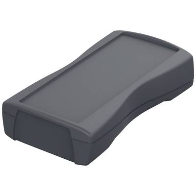 Ett svart, rektangulärt plastfodral med avrundade kanter, sannolikt avsett för elektroniska enheter.