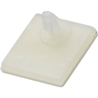 Transparenta plastik-J-krokar med kvadratisk basyta, lämpliga för montering av komponenter eller fastsättning i elektroniska tillämpningar.