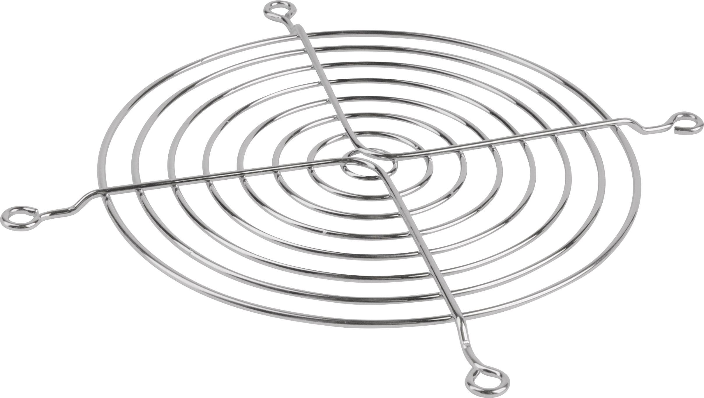 Metallunderlägg i rund design med flera koncentriska cirklar och fyra fötter för att skydda ytor mot värme.