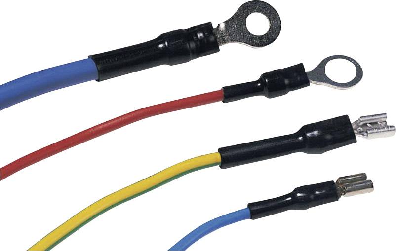 Fyra färgglada kablar med metallkontakter i blått, rött, gult och grönt. Varje kabel har en annorlunda kontakt.