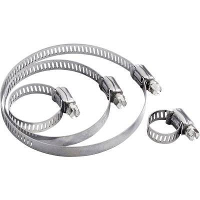 TRU COMPONENTS Spiralgängeklämma 544933 Bunt Ø-område 65 till 89 mm Sexkantsskruv med spår Silver 1 st