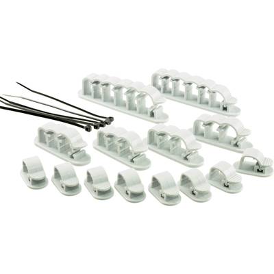 TRU COMPONENTS WCM-SET-TT Kabelhållare självhäftande 1386629 Transparent 19 st