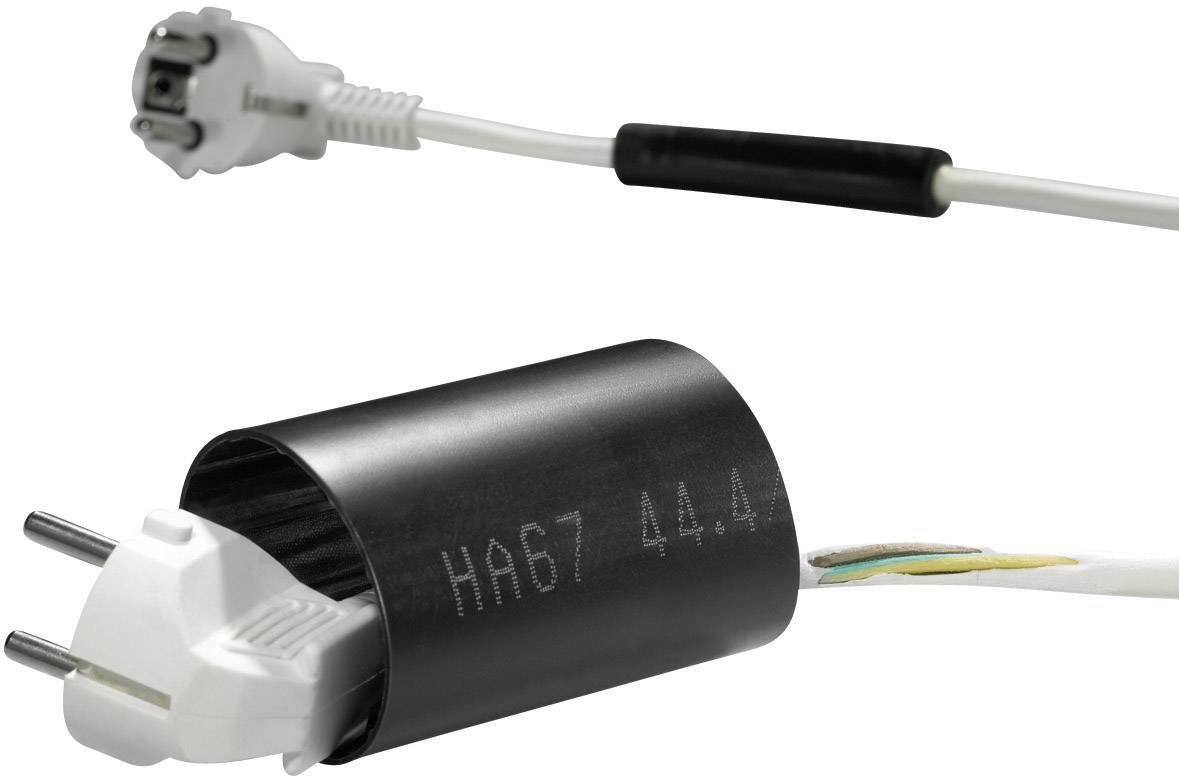 En elektrisk kontakt med ett svart, cylindriskt hölje och synliga kabeländar. Bredvid finns ytterligare en kabel med kontakt.