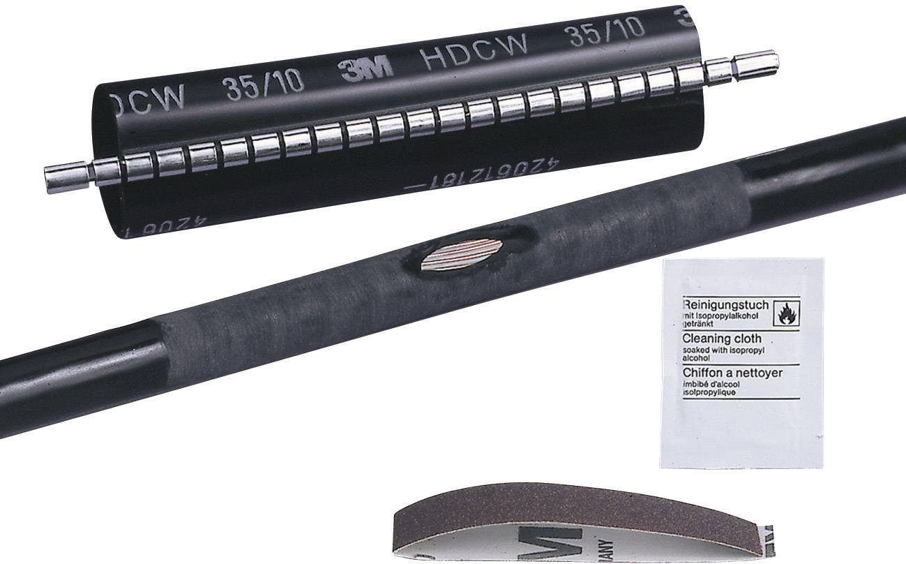 '3M HDCW 35/10' Krympmanschetter och rengöringstillbehör för kabelisolering, inklusive rengörings- och slipningsmaterial.