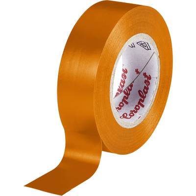 En rulle orange tejp med en lätt upprullad remsa. Invändigt syns texten 'Coroplast'.