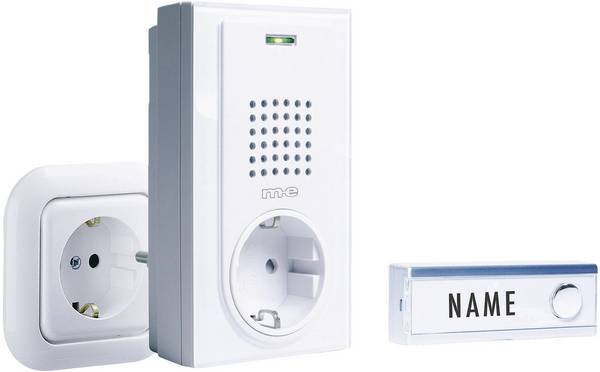 m-e modern-electronics FG-2.2 Trådlös dörrklocka Komplett set med namnskylt