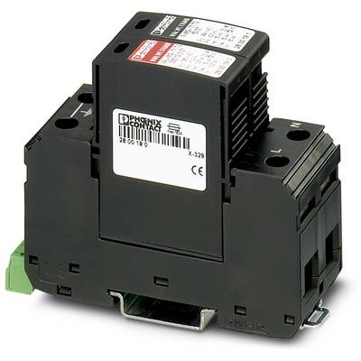 En svart elektrisk komponent med etikett och anslutningar, använd i elskåp för säkringar eller strömfördelningssystem.