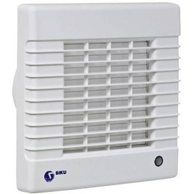 En vit ventilationsfläkt från Siku med ett gallerskydd, lämplig för inbyggnad i väggar för ventilation av rum.