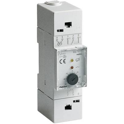 En vit elektronisk timer för installation i elektriska kopplingsskåp, med en vred på framsidan för tidsinställning.