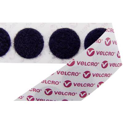 En remsa kardborrband med svart hakmönster, tryckt med 'VELCRO'-logotyp i rött på vit bakgrund.