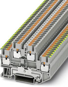 Phoenix Contact PTTB 2,5-PE/L 3210978 Dubbel-skyddsledarterminal Antal poler: 4 0.14 mm² 2.5 mm² Grå 50 st Piece