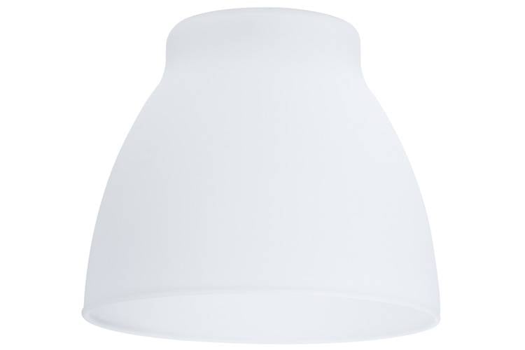 Vit lampskärmsform, något konisk, utan synliga detaljer eller dekoration.