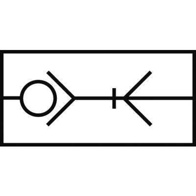 En abstrakt svart symbol på vit bakgrund, bestående av en linje, en cirkel till vänster och flera förgrenade linjer.