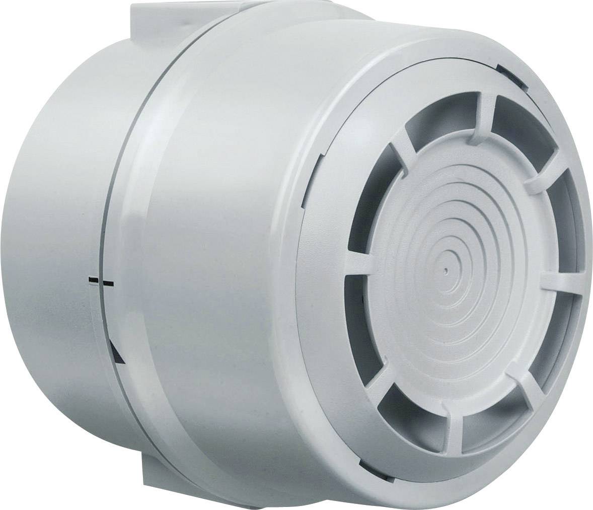 En rund, grå fläkt i kompakt design med smala lameller på framsidan. Lämplig för ventilationssystem.