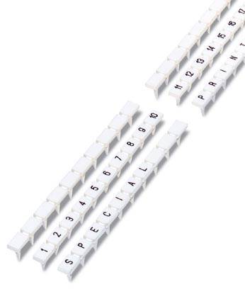 Vit plastlist med bokstäverna 'H', 'P', 'R', 'I', 'M', 'E' och siffrorna '1', '2', '3', '4', '5', '7', '8', '9', '0'.