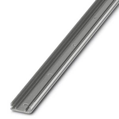 En lång, smal metallremsa med precisionsborrade hål längs dess längd, lämplig för fastsättning eller montering.