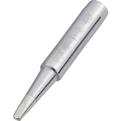 Metallisk lödspets, cylindrisk med konisk spets, graverad med '900M-T-2.4D'. Perfekt för precisionsbaserade lödningsuppgifter.