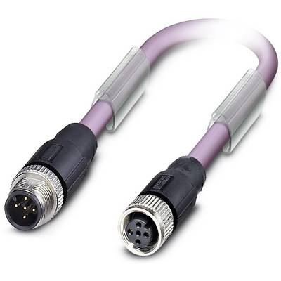 En lila kabel med två svarta kontakter i varje ände, lämplig för industriella anslutningar.