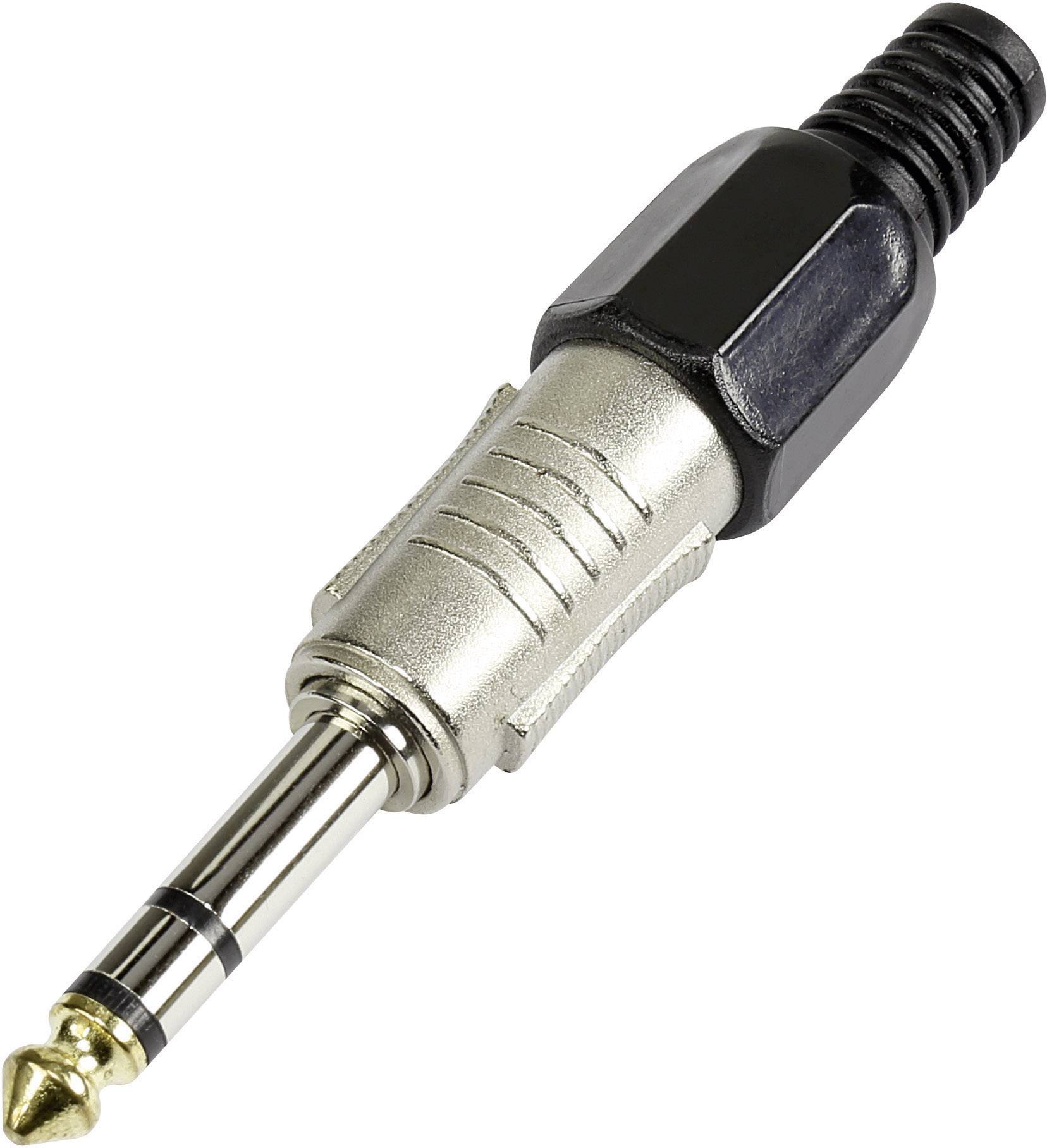 TRU COMPONENTS 595211 Hörlursuttag 6.35 mm Kontakt hane rak Antal poler: 3 Stereo Silver 1 st