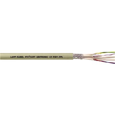 En flertrådig kabel märkt 'LAPP KABEL STUTTGART UNITRONIC CY PiDY (TP)', visar avmantlade trådändar.