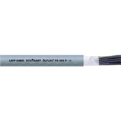 En grå kabel märkt med 'LAPP KABEL STUTTGART ÖLFLEX® FD 855 P'. Flera färgade trådar syns vid änden.