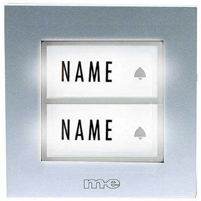 m-e modern-electronics KTB-2 S Klockknapp med namnskylt 2x Silver 12 V/1 A