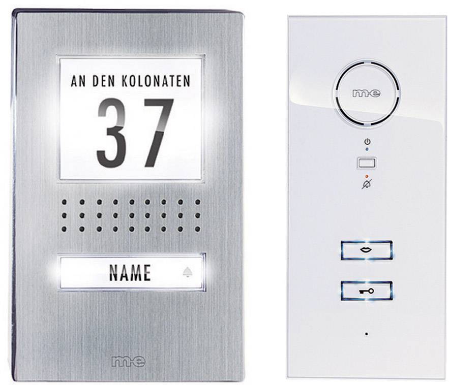 m-e modern-electronics ADV 111 WW Komplett-set Porttelefon Sladd 1 Familjshus Rostfritt stål, Vit