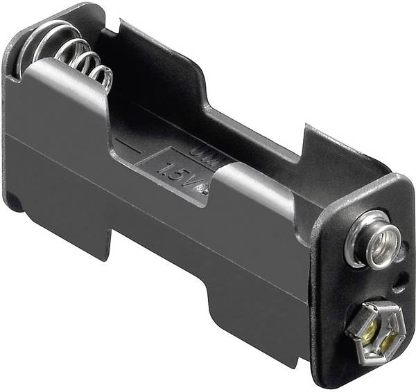 Goobay 12461 Batterihållare 2 AA (R6) Tryckknappsanslutning (L x B x H) 60 x 26 x 16.5 mm