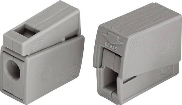 WAGO 224-101 EUCHTENKLEMME Belysnings kontakt terminal Flexibel: 0.5-2.5 mm² Styvhet: 0.5-2.5 mm² Antal poler: 2 1 st Grå