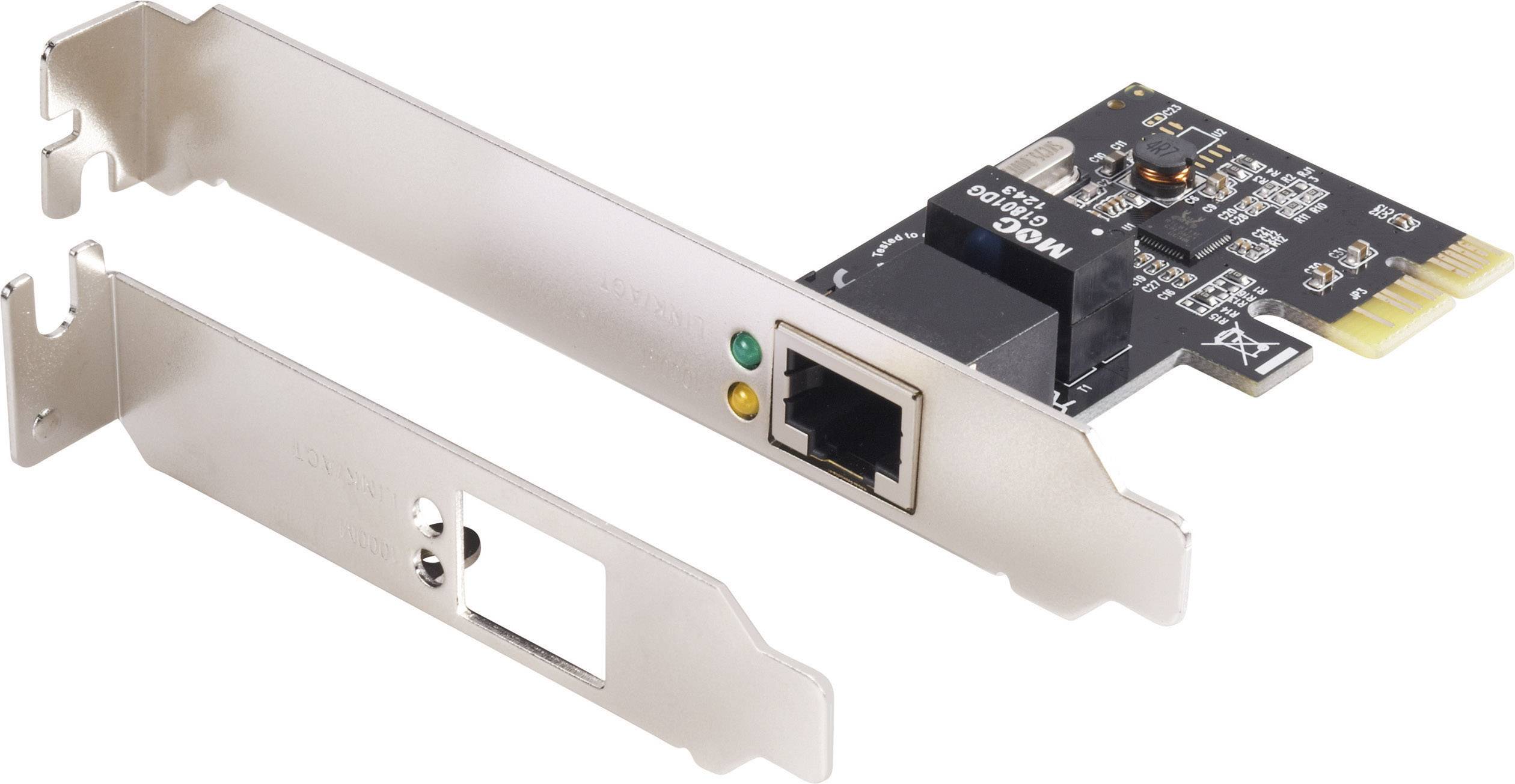 Nätverkskort med Ethernet-anslutning och två LED-lampor. Det är avsett för att utöka datoranslutningar.