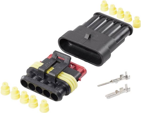 TE Connectivity Superseal Set AMP-Superseal 1.5mm Series Totalt antal poler 5 Rastermått: 6 mm 30S006 1 set
