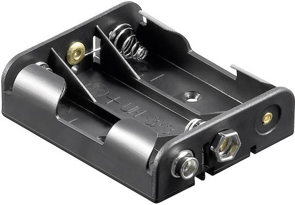 Goobay 11984 Batterihållare 3 AA (R6) Tryckknappsanslutning (L x B x H) 58 x 48.2 x 17 mm