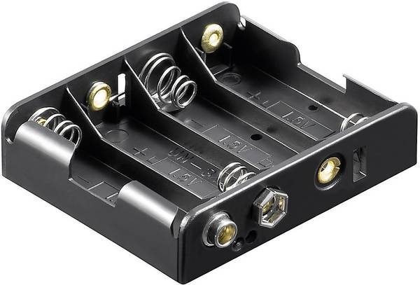 Goobay 81466 Batterihållare 4 AA (R6) Tryckknappsanslutning (L x B x H) 61.7 x 56.6 x 15.5 mm