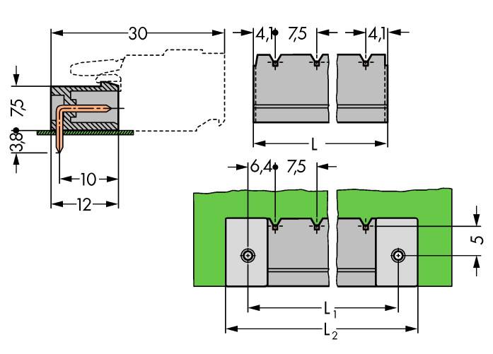 WAGO Sockelhuskabel 231 Totalt antal poler 10 Rastermått: 7.50 mm 231-870/001-000 50 st