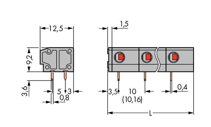 WAGO 235-802 Fjäderterminalblock 1.50 mm² Antal poler 2 Grå 220 st