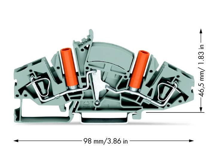 WAGO 282-841 Terminal med genomföring 8 mm Fjäder Beläggning: L Grå 20 st Piece