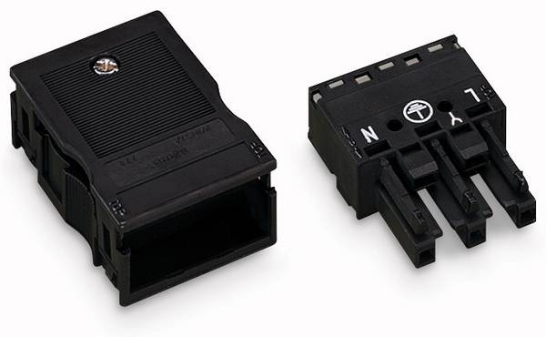WAGO 770-103/K010-165 Växelströmskontakt WINSTA MIDI Hona rak Totalt antal poler: 2 + PE 25 A Svart 1 st Piece