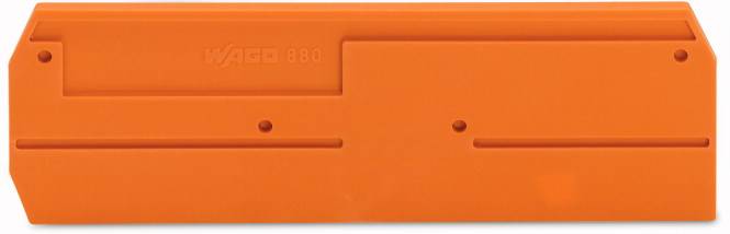 Ett orangefärgat plastföremål märkt 'WAGO 880', sannolikt ett monteringstillbehör eller verktygsinsats.