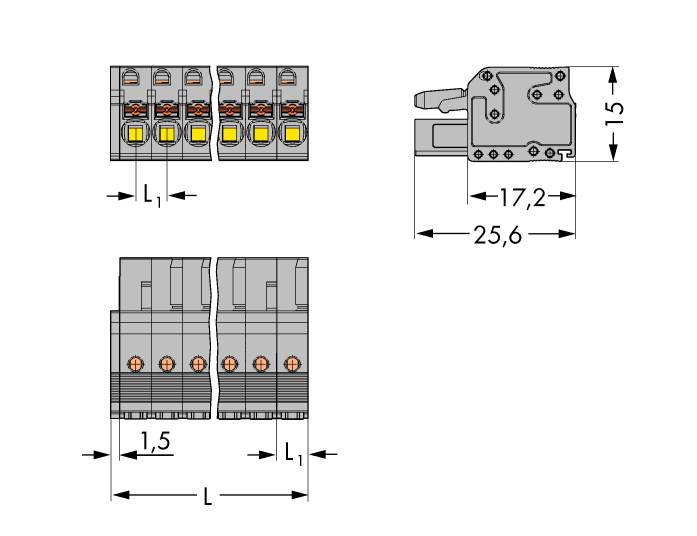 WAGO Sockelhuskabel 2231 Totalt antal poler 10 Rastermått: 5 mm 2231-110/026-000 50 st