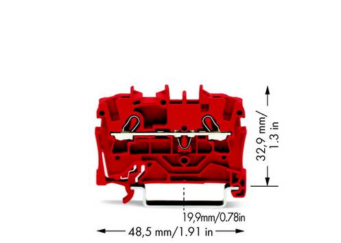 WAGO 2002-1203 Terminal med genomföring 5.20 mm Fjäder  Röd 100 st Piece