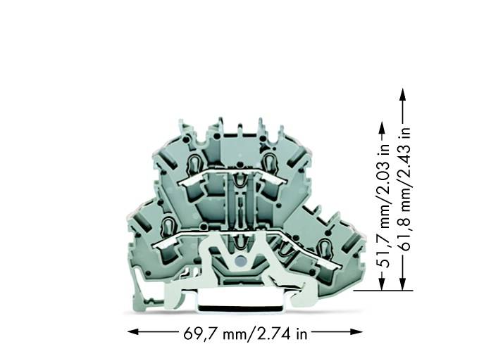 WAGO 2002-2228 Dubbel-genomföringsterminal 5.20 mm Fjäder Beläggning: L Grå 50 st Package