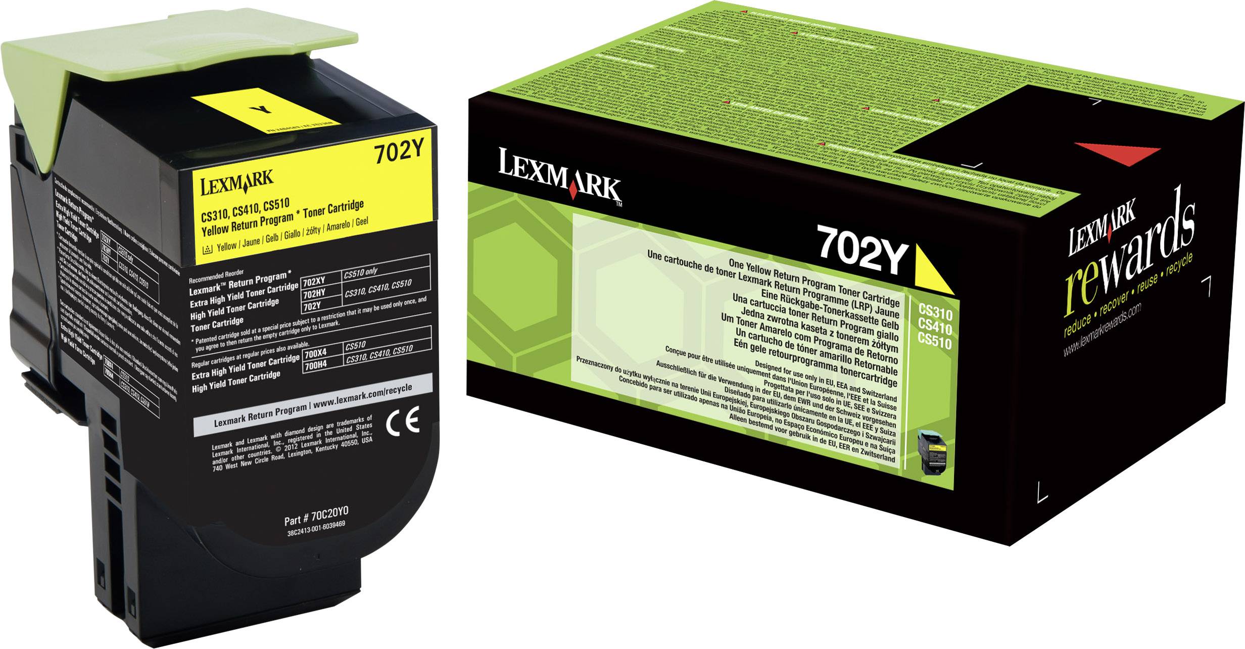 Lexmark Toner 702Y Original Gul 1000 sidor 70C20Y0
