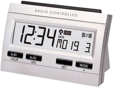 Techno Line  02991  DCF  Väckarklocka  Silver  Larmtider 2