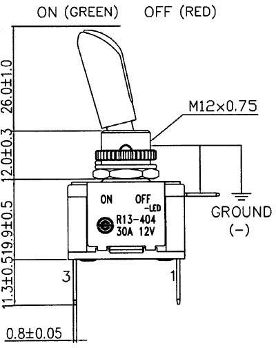 TRU COMPONENTS 1587932 TC-R13-404AL2 Vippströmställare 12 V/DC 30 A 1x Av/På låsande 1 st-1