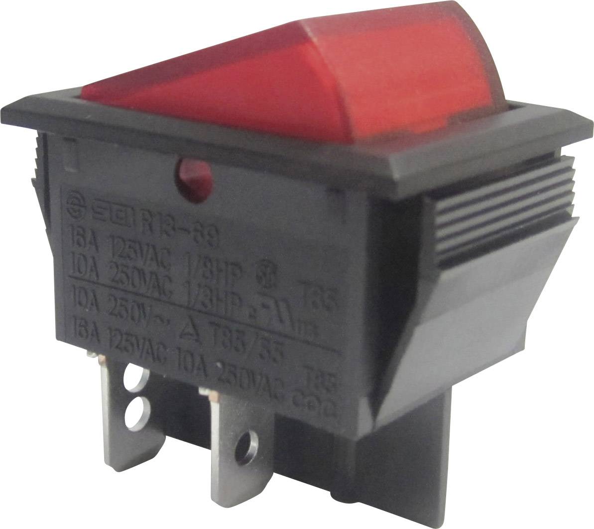 TRU COMPONENTS 1587524 Vippströmbrytare TC-R13-69B-01 RD 250 V/AC 10 A 2x Av/På låsande 1 st