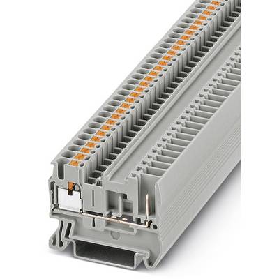 Grått kopplingsplintsmodul med orangefärgade anslutningar, använt i elektriska kopplingsskåp för säkra kabeldragningsapplikationer.