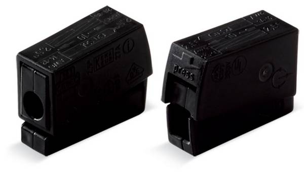 WAGO 224-104 224-104 Belysnings kontakt terminal Flexibel: 0.5-2.5 mm² Styvhet: 0.5-2.5 mm² Antal poler: 2 100 st Svart